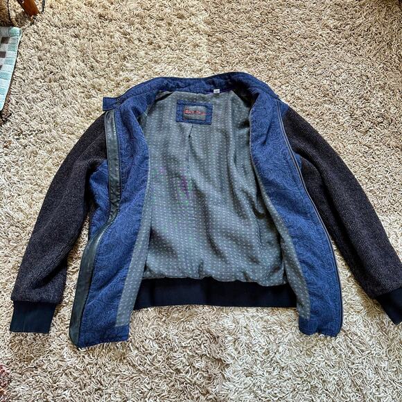 Rare Robert Graham Floral Navy / Black Light Jacket Flowers Zip Men’s Size M - Picture 4 of 16